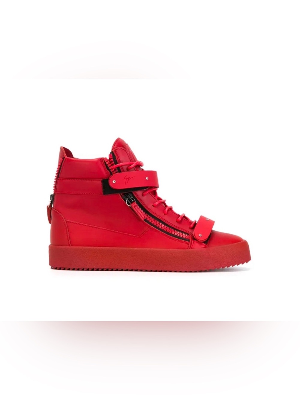 Giuseppe Zanotti Zip Detail High Top Sneakers Womens Red Italian Leather size 38